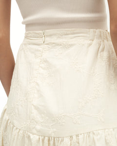 Women: Suria Gathered Skirt (White Embroidered)