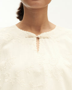 Women: Suria Kedah Top (White Embroidered)
