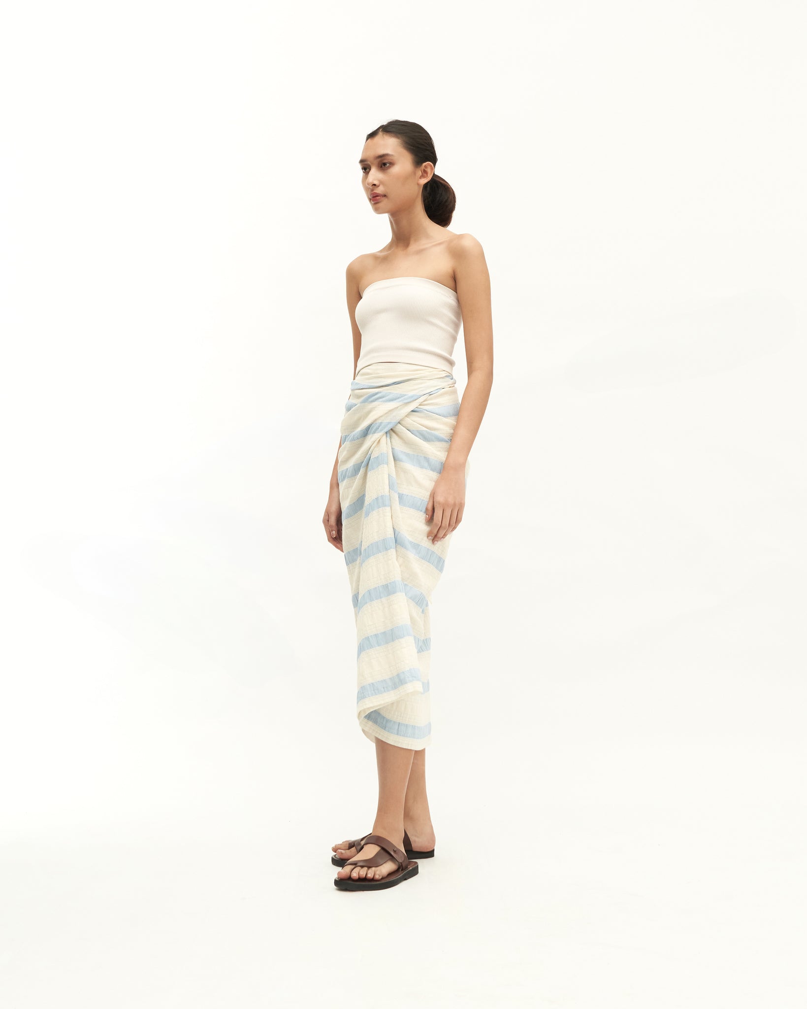 Women: Sulam Knot Skirt (Blue Stripe)