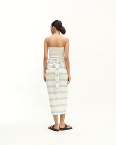 Women: Sulam Knot Skirt (Blue Stripe)