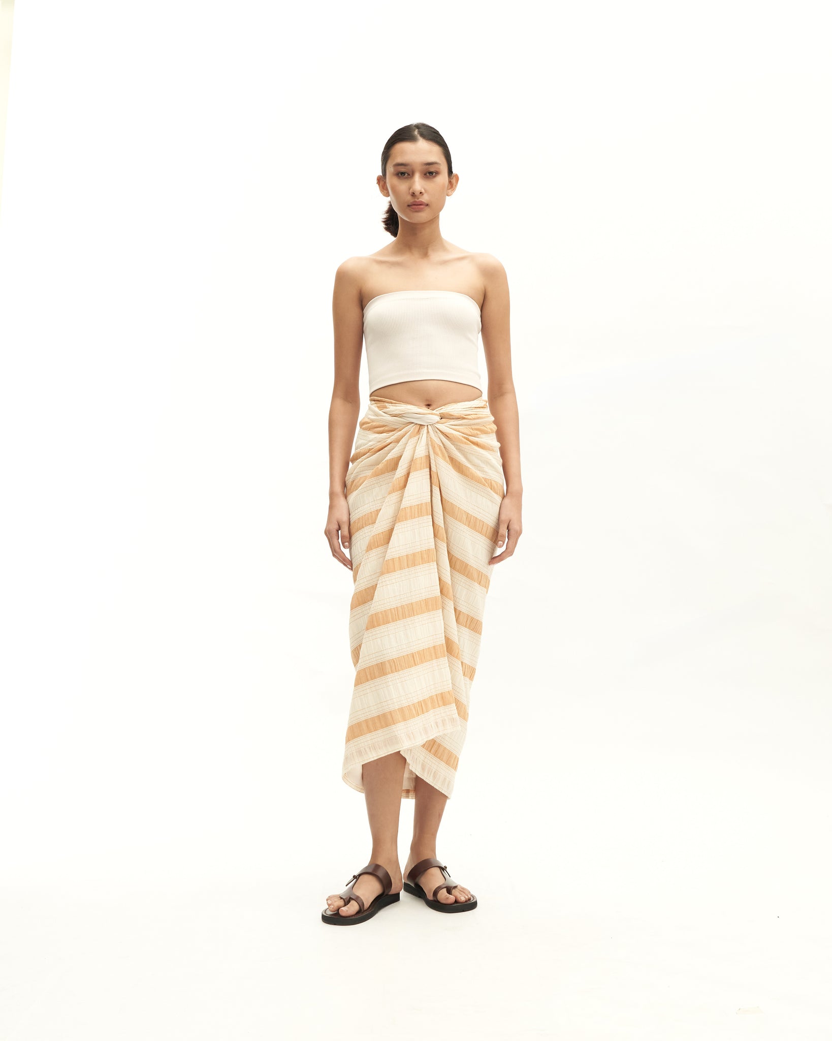 Women: Sulam Knot Skirt (Brown Stripe)
