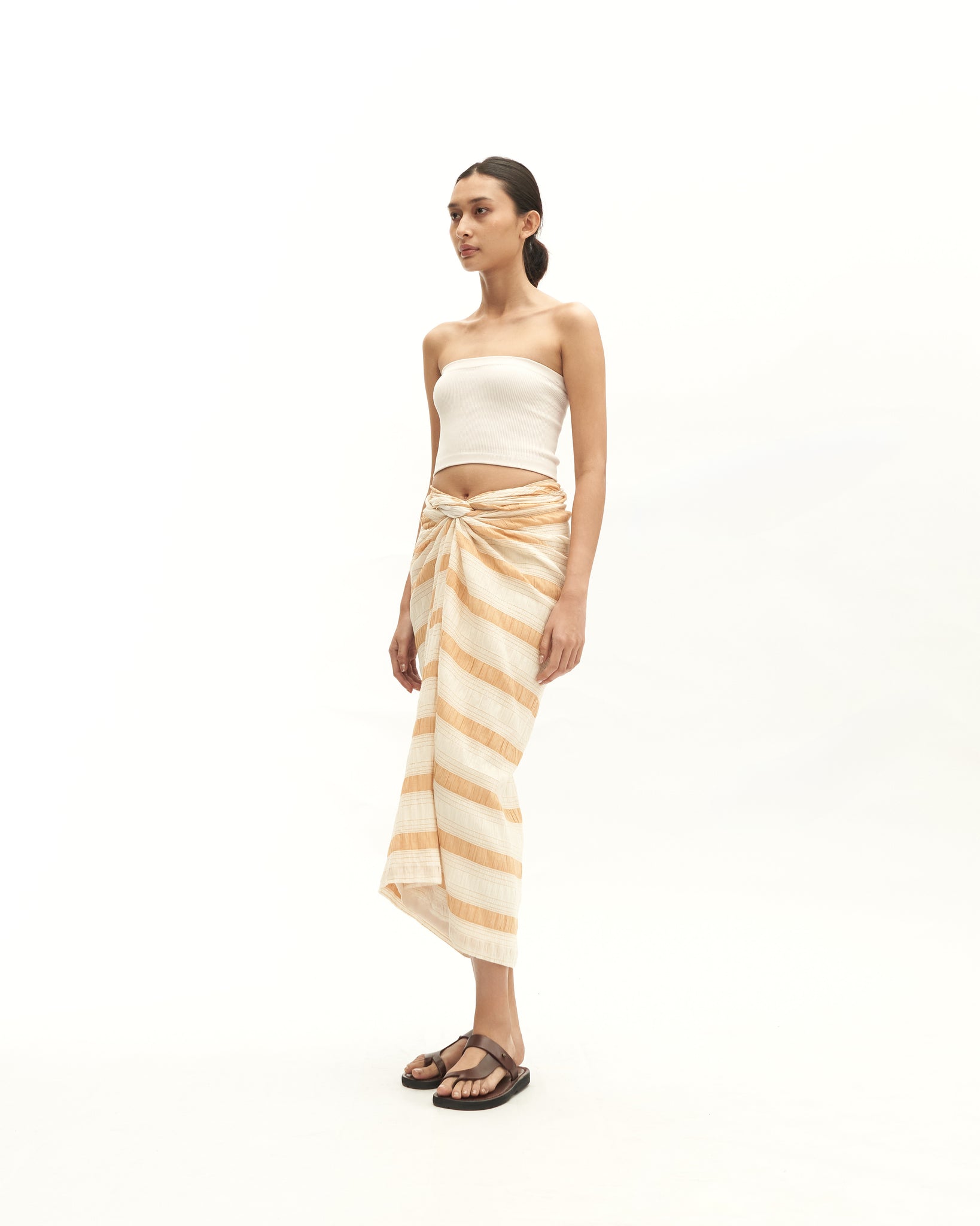 Women: Sulam Knot Skirt (Brown Stripe)