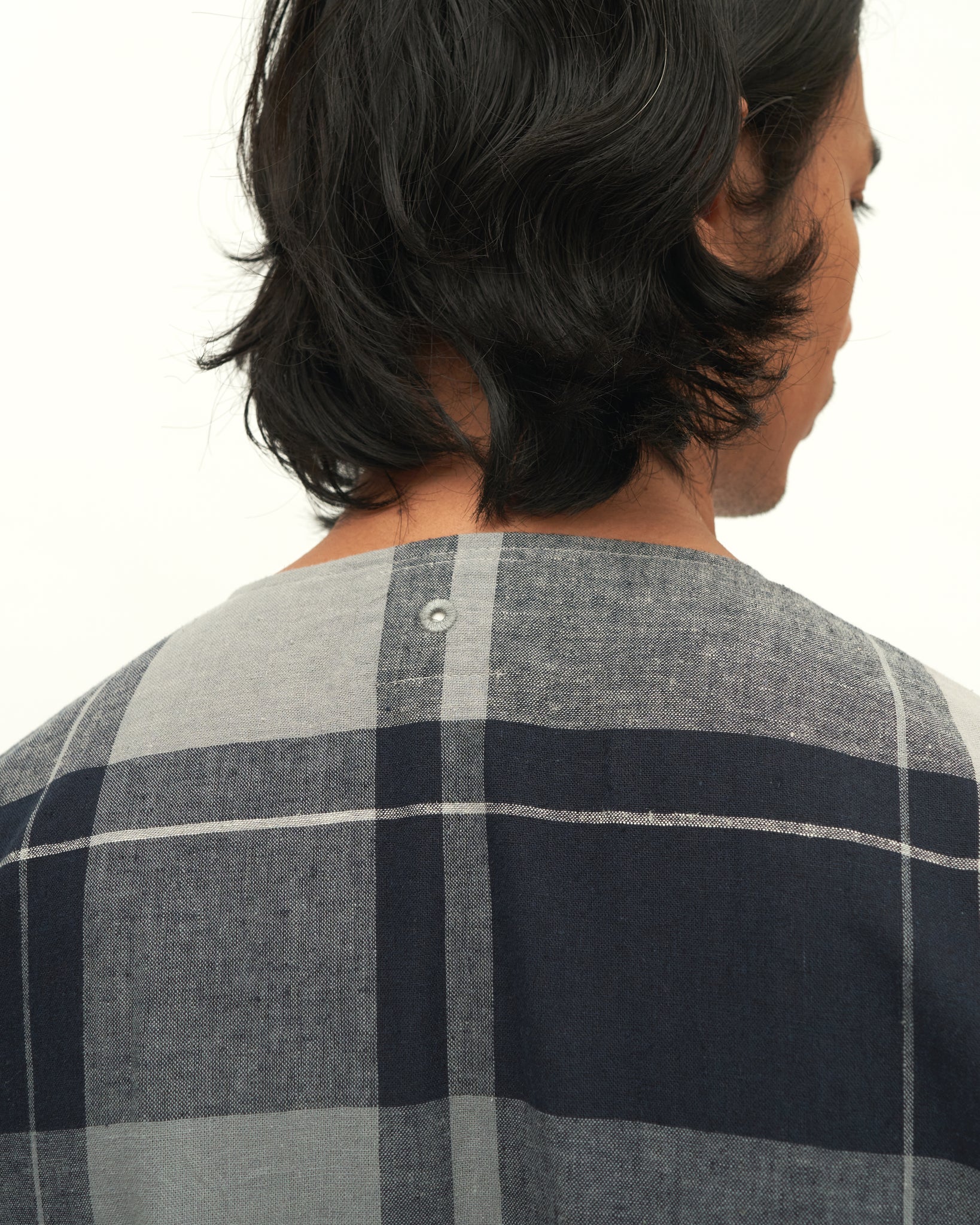 Men: Kongsi Keyhole Top (Blue Plaid)