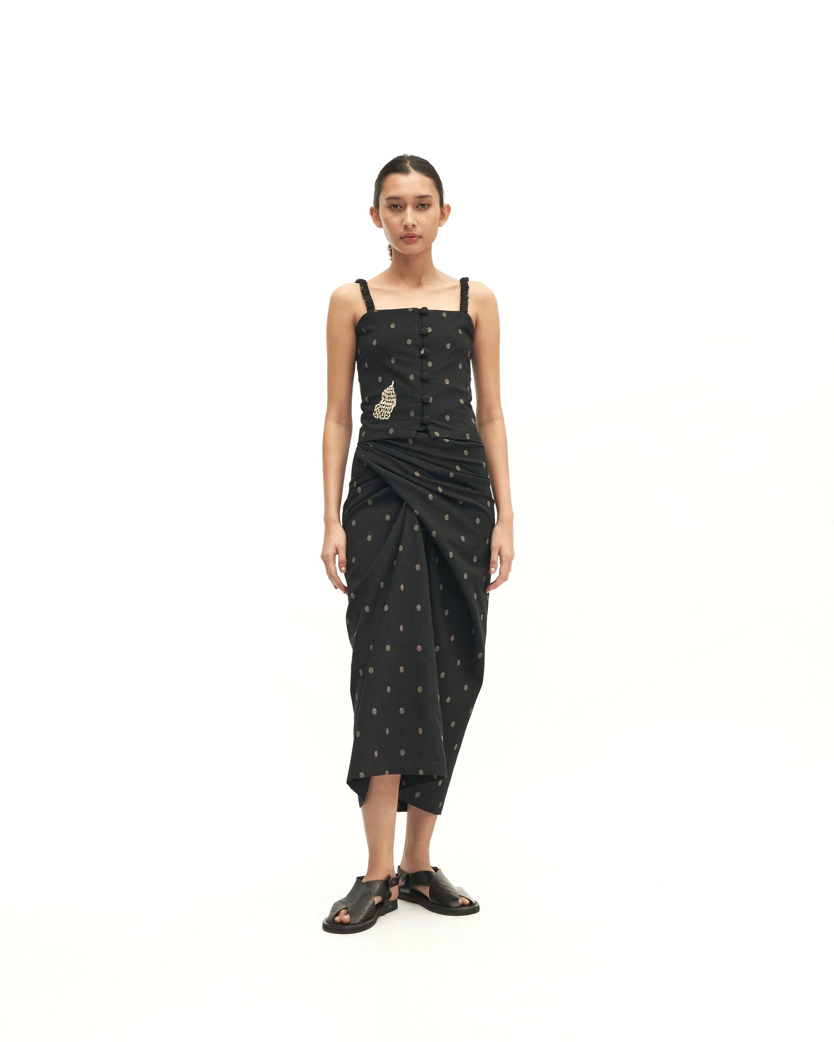 Women: Senja Smocked Top (Black Dots)