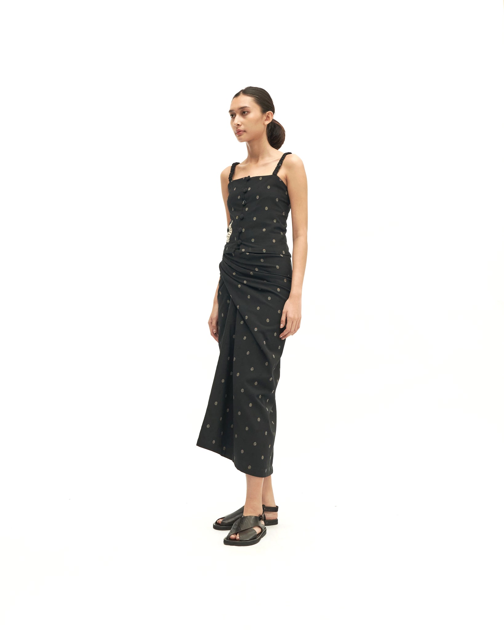 Women: Senja Smocked Top (Black Dots)