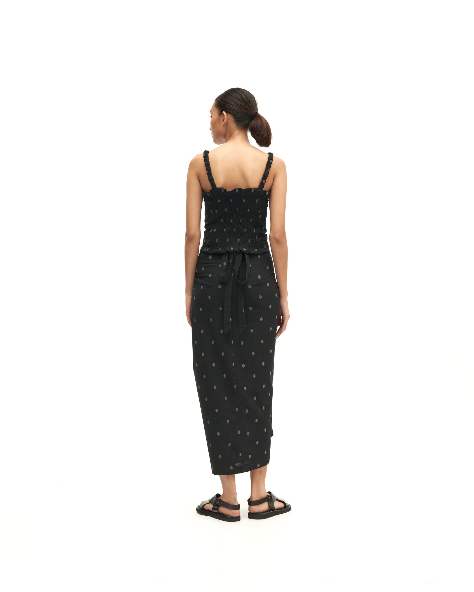 Women: Senja Smocked Top (Black Dots)