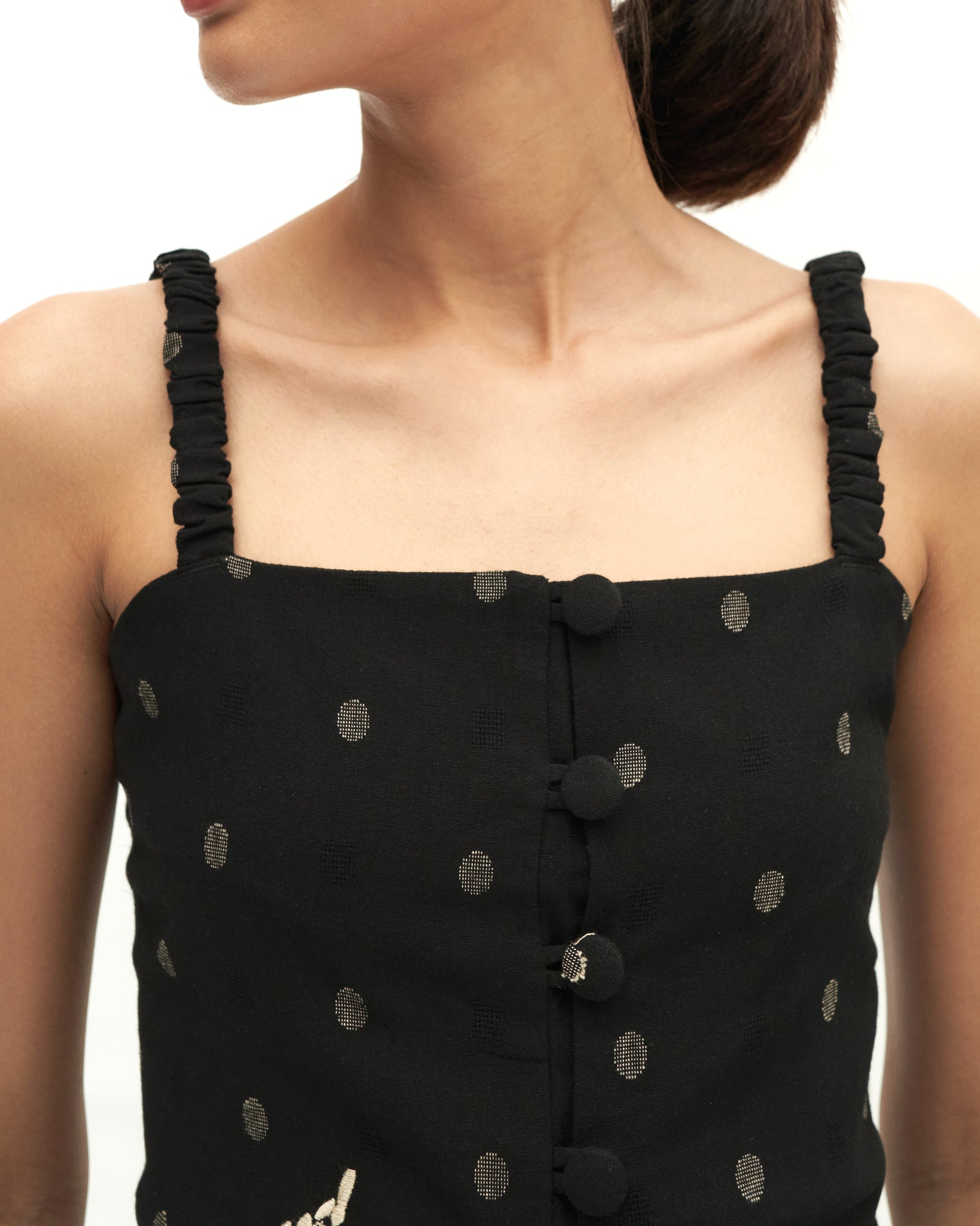 Women: Senja Smocked Top (Black Dots)