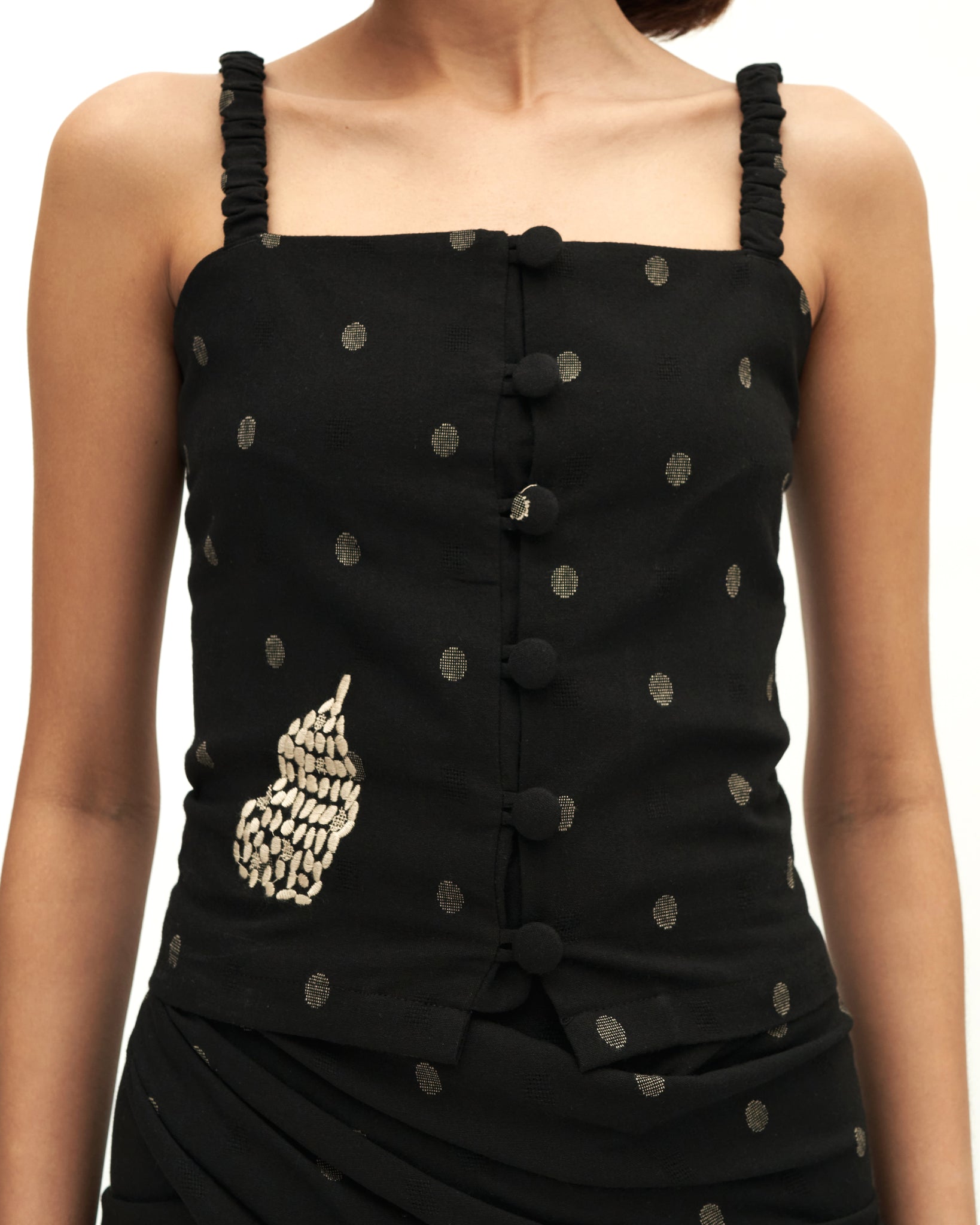 Women: Senja Smocked Top (Black Dots)