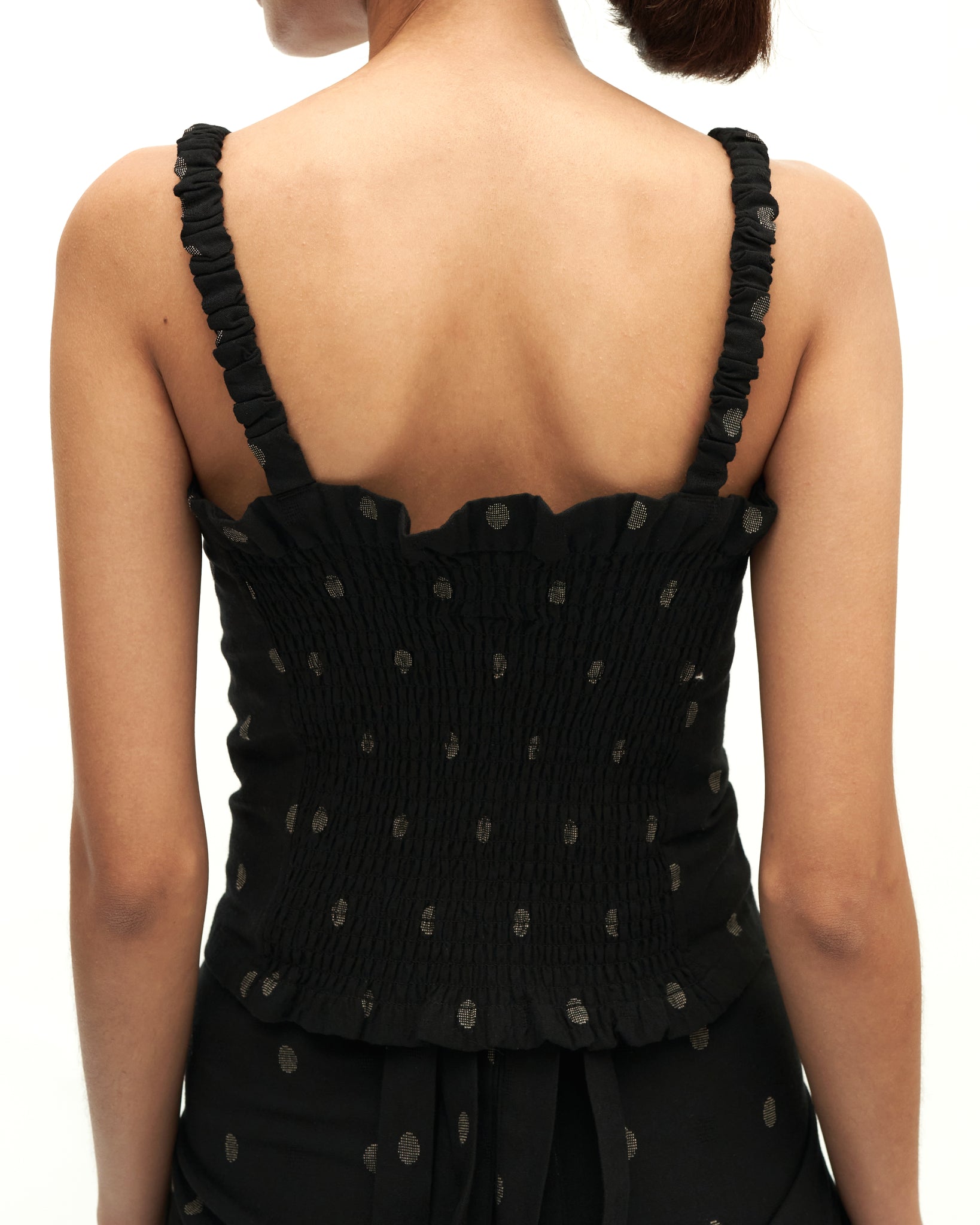Women: Senja Smocked Top (Black Dots)