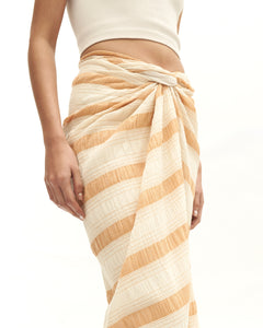 Women: Sulam Knot Skirt (Brown Stripe)