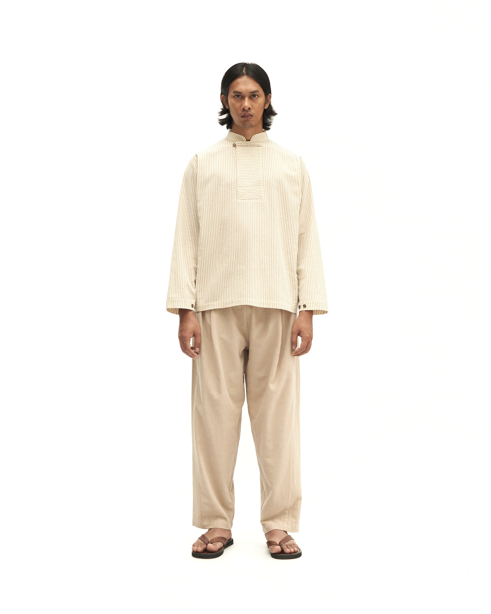 Men: Mao Baju Melayu (Brown Stripe)