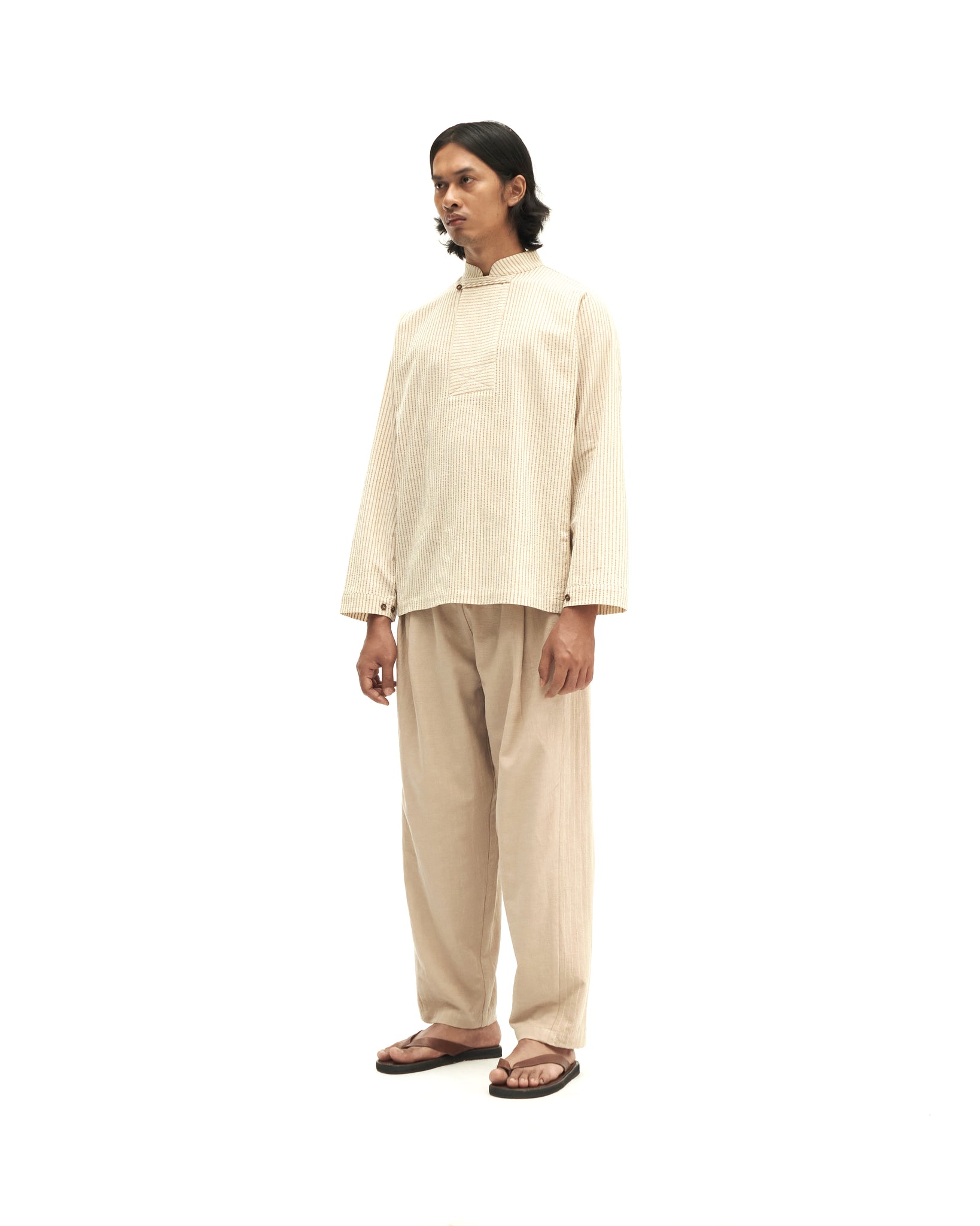 Men: Mao Baju Melayu (Brown Stripe)