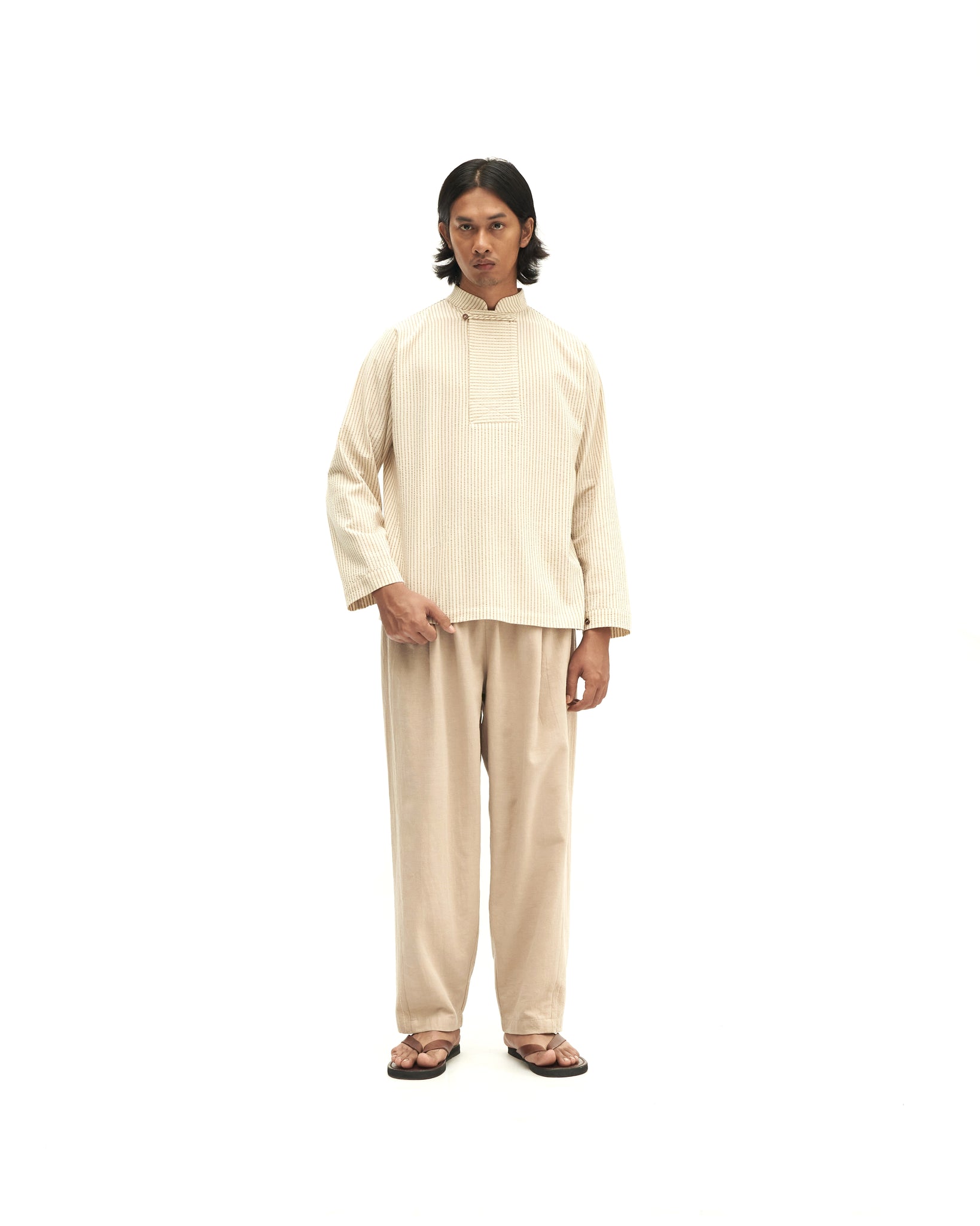 Men: Mao Baju Melayu (Brown Stripe)