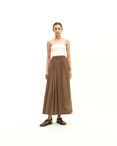 Women: Rasa Pleated Skirt (Brown Checks)