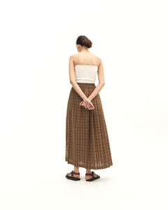 Women: Rasa Pleated Skirt (Brown Checks)