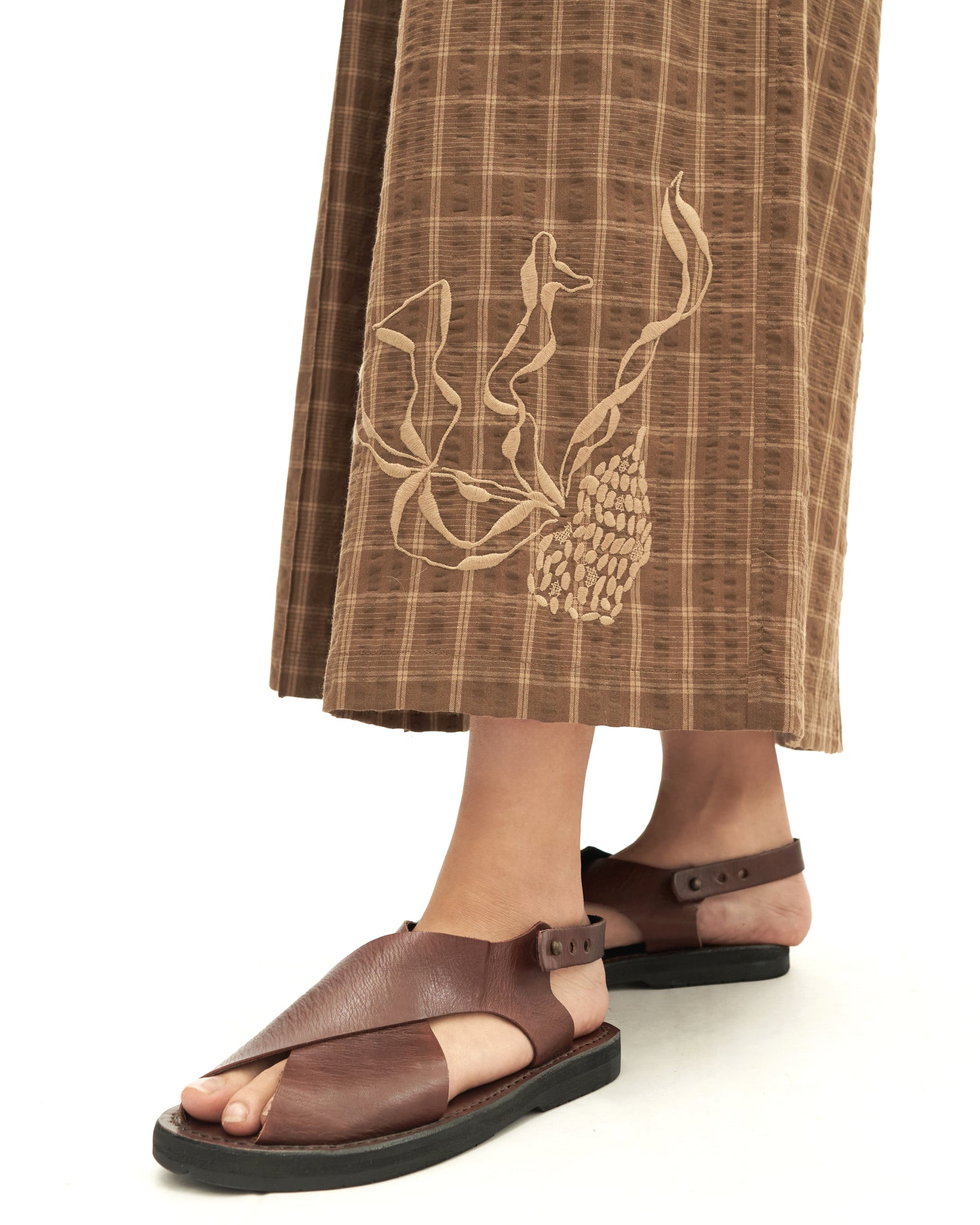 Women: Rasa Pleated Skirt (Brown Checks)