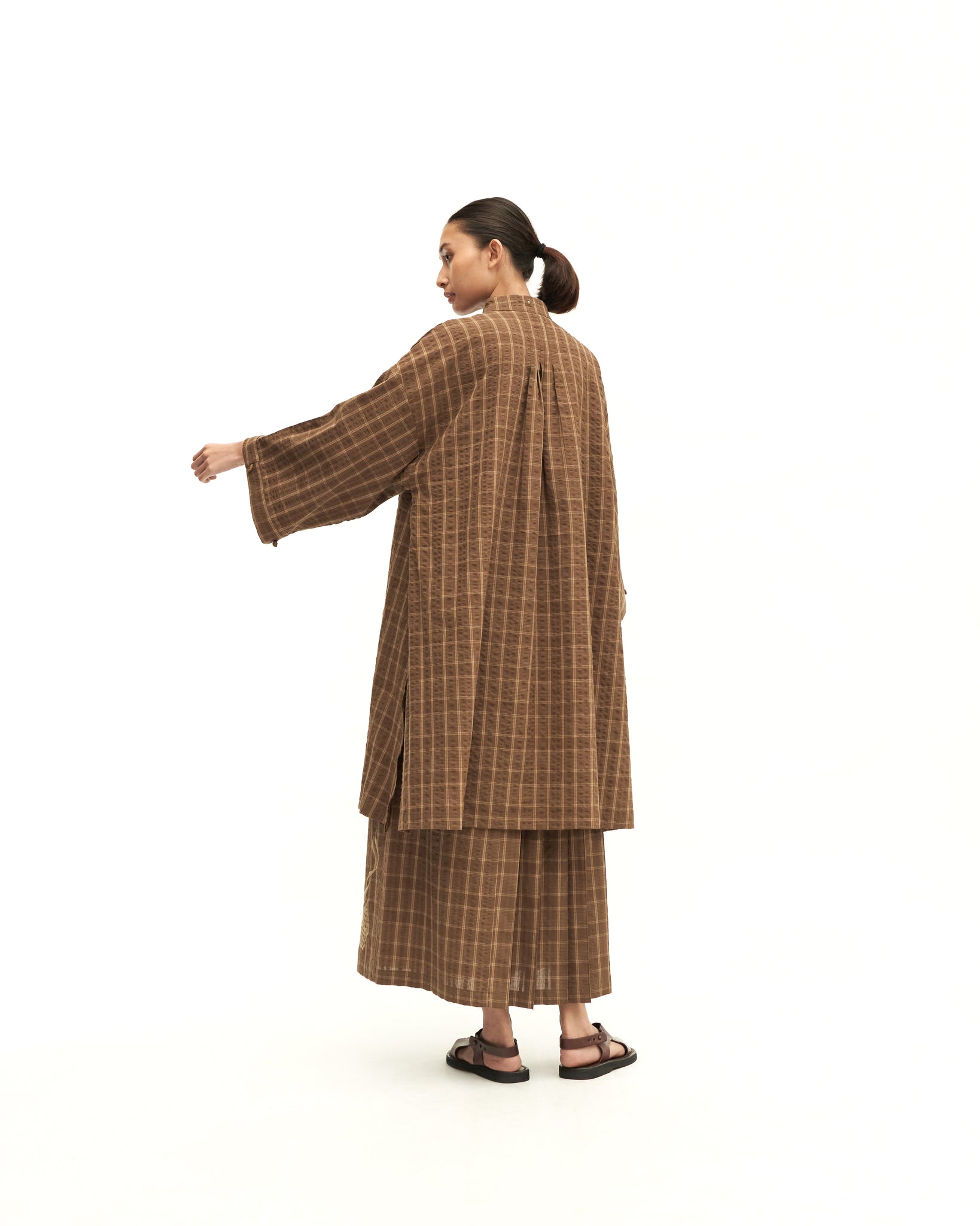 Women: Rasa Pleated Skirt (Brown Checks)