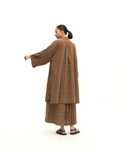 Women: Rasa Pleated Skirt (Brown Checks)