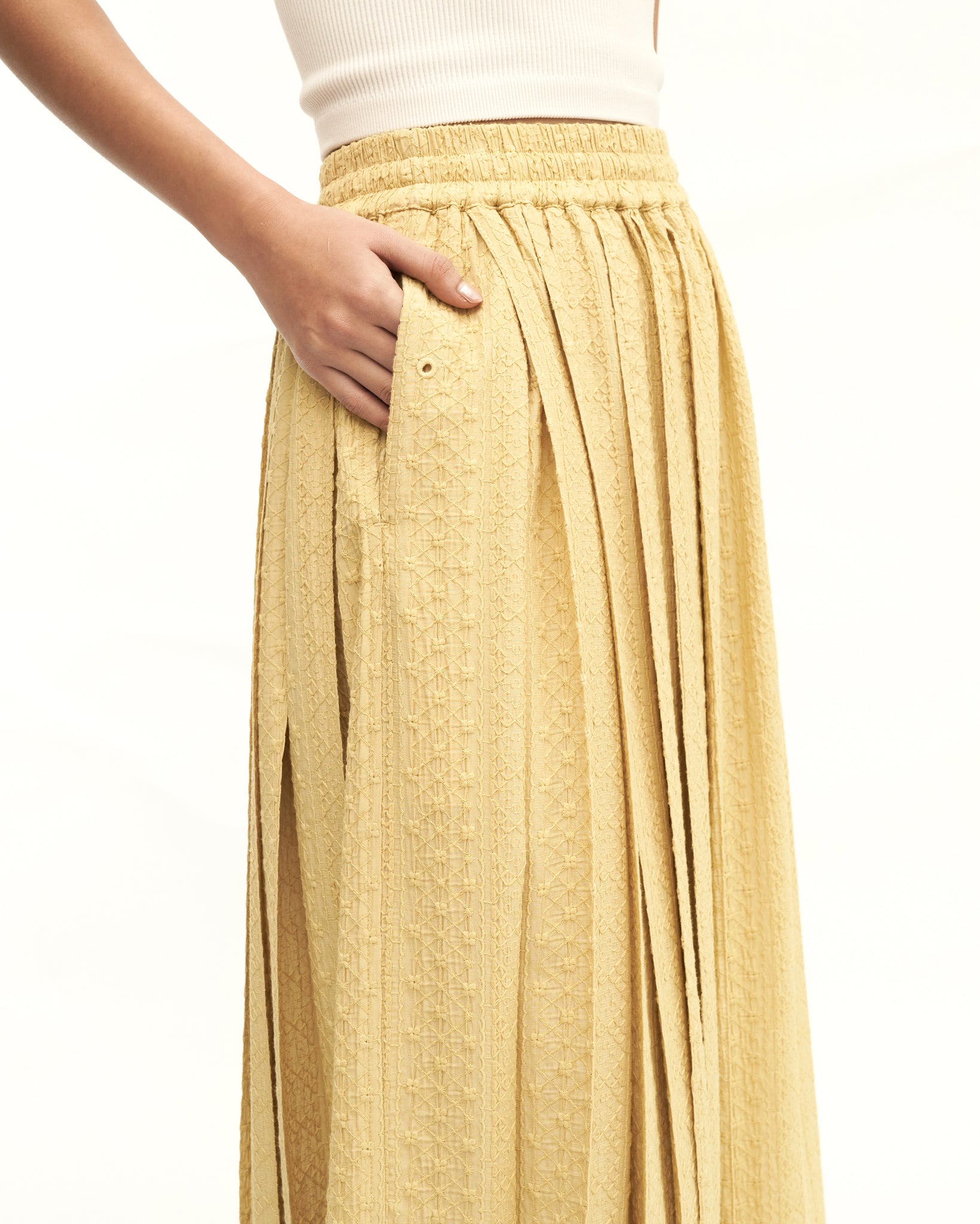 Women: Rasa Pleated Skirt (Chartreuse)