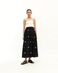 Women: Suria Gathered Skirt (Black Embroidered)