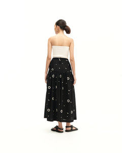 Women: Suria Gathered Skirt (Black Embroidered)