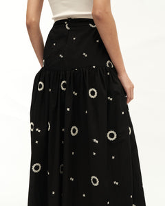 Women: Suria Gathered Skirt (Black Embroidered)