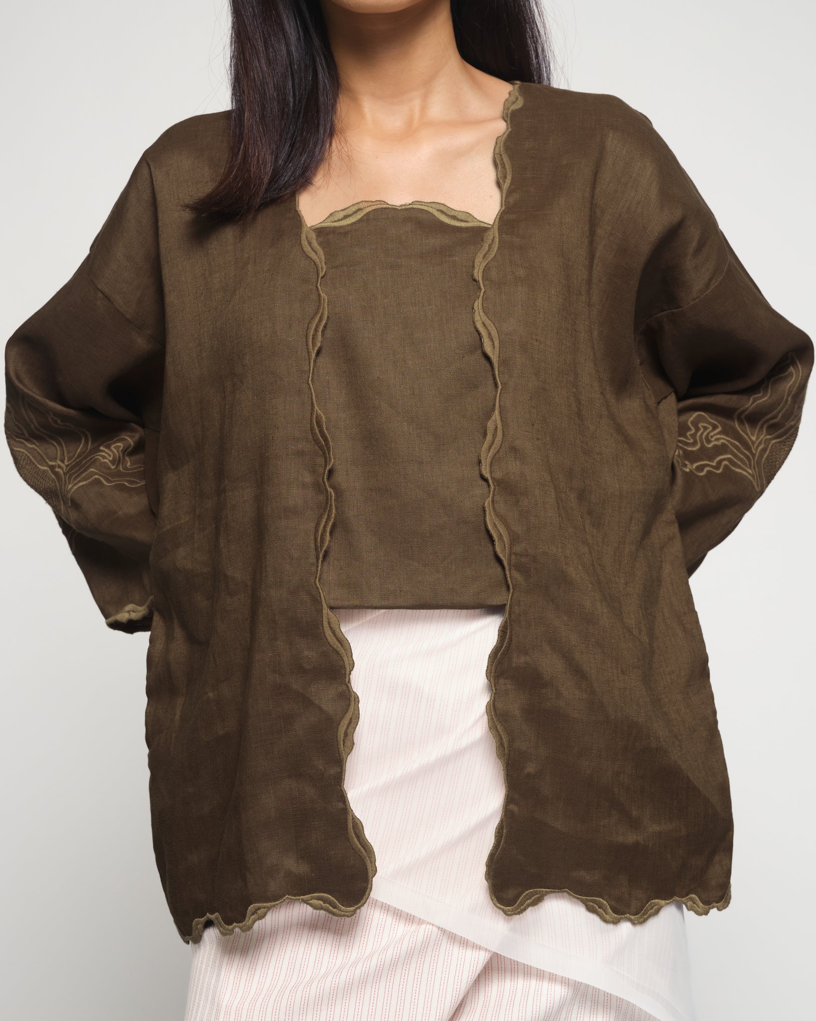 Women: Mekar Linen Loose Kebaya (Sienna Brown)