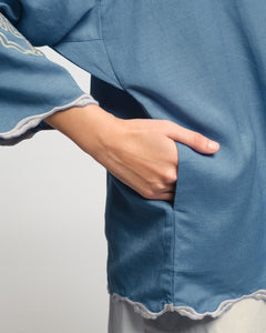 Women: Mekar Linen Loose Kebaya (Glacier Blue)