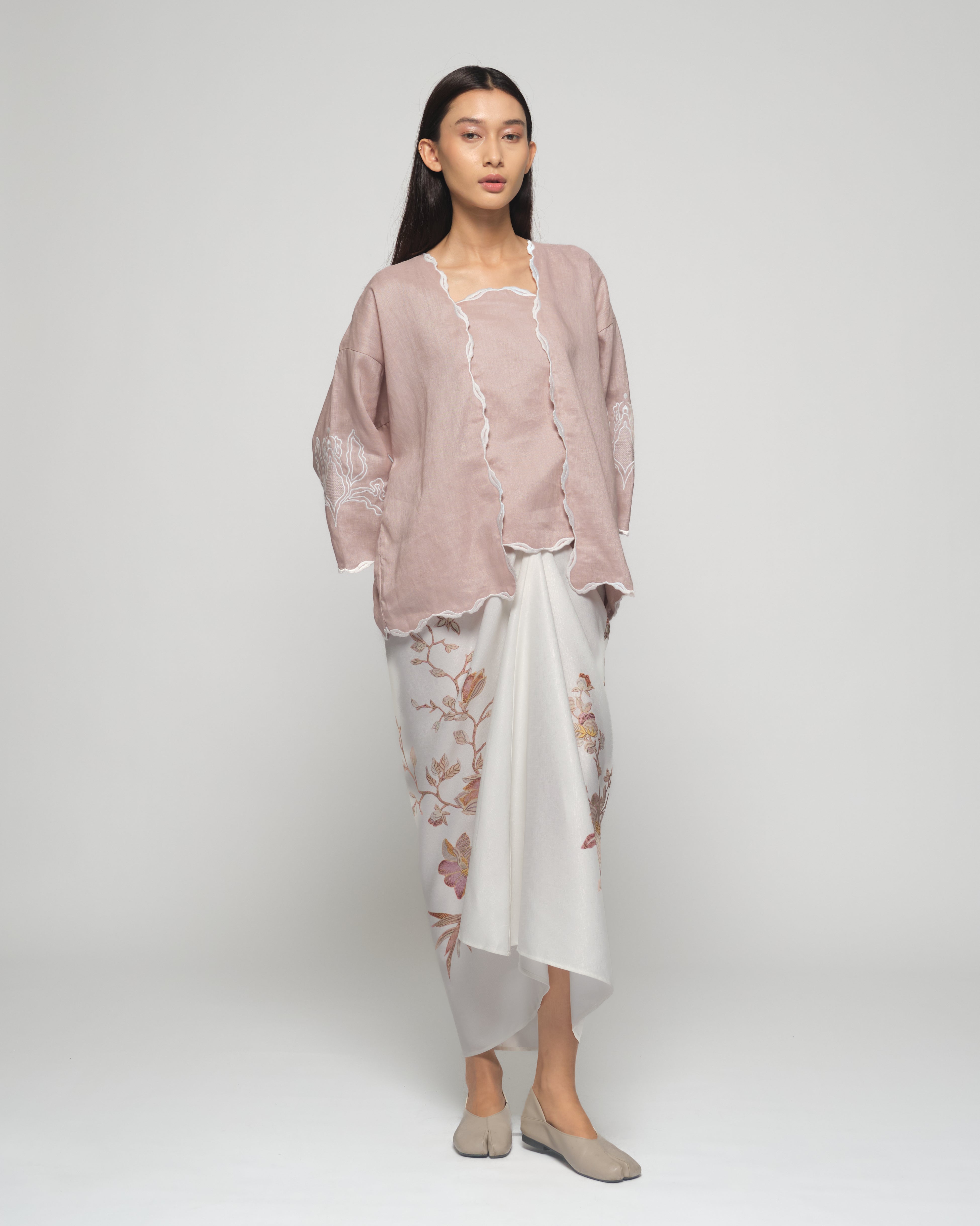 Women: Mekar Linen Loose Kebaya (Dusty Rose)