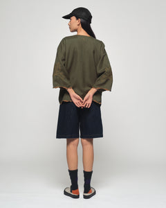 Women: Mekar Linen Loose Kebaya (Bark Olive)