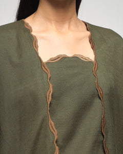 Women: Mekar Linen Loose Kebaya (Bark Olive)