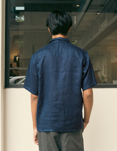 Unisex: The Linen Shirt  (Navy)