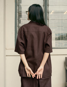 Unisex: The Linen Shirt  (Dark Brown)