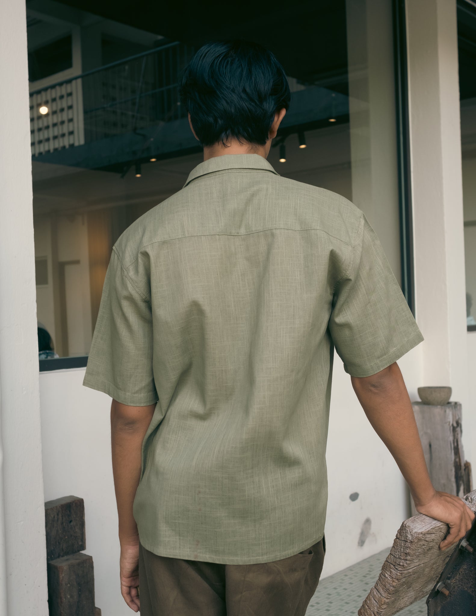 Unisex: The Linen Shirt  (Olive)