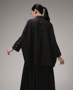 Womens: The Oversized Linen Shirt (Black)