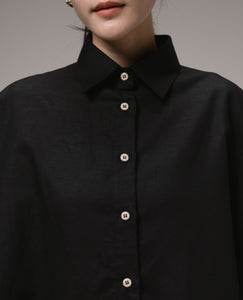 Womens: The Oversized Linen Shirt (Black)