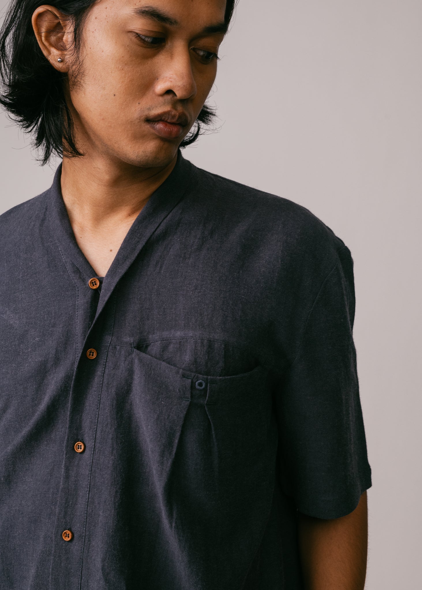 Men: Alir Collared Shirt (Navy Blue)