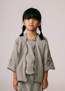 Kids: Mekar Loose Kebaya (Olive Stripe)