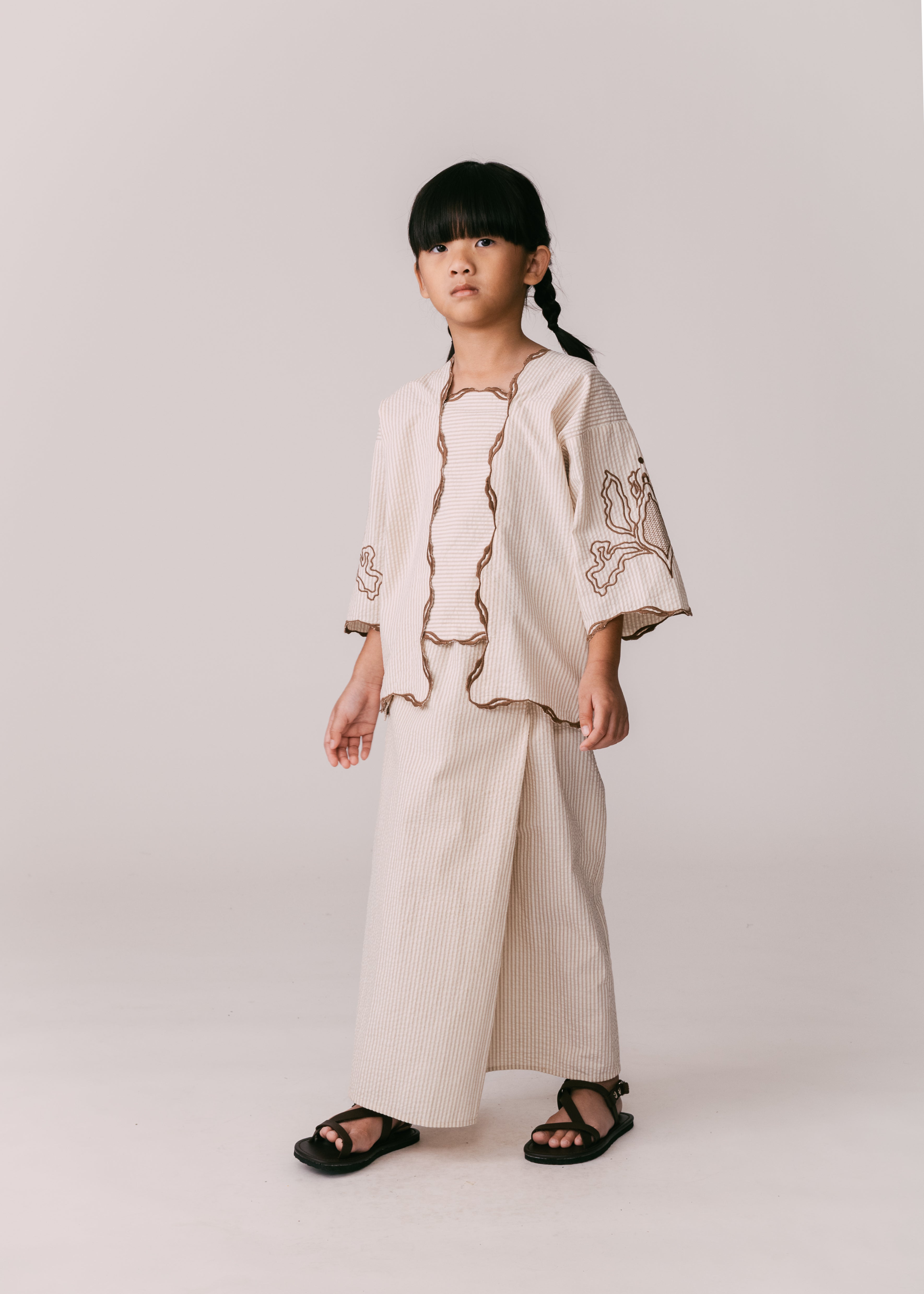 Kids: Mekar Loose Kebaya (Brown Stripe)