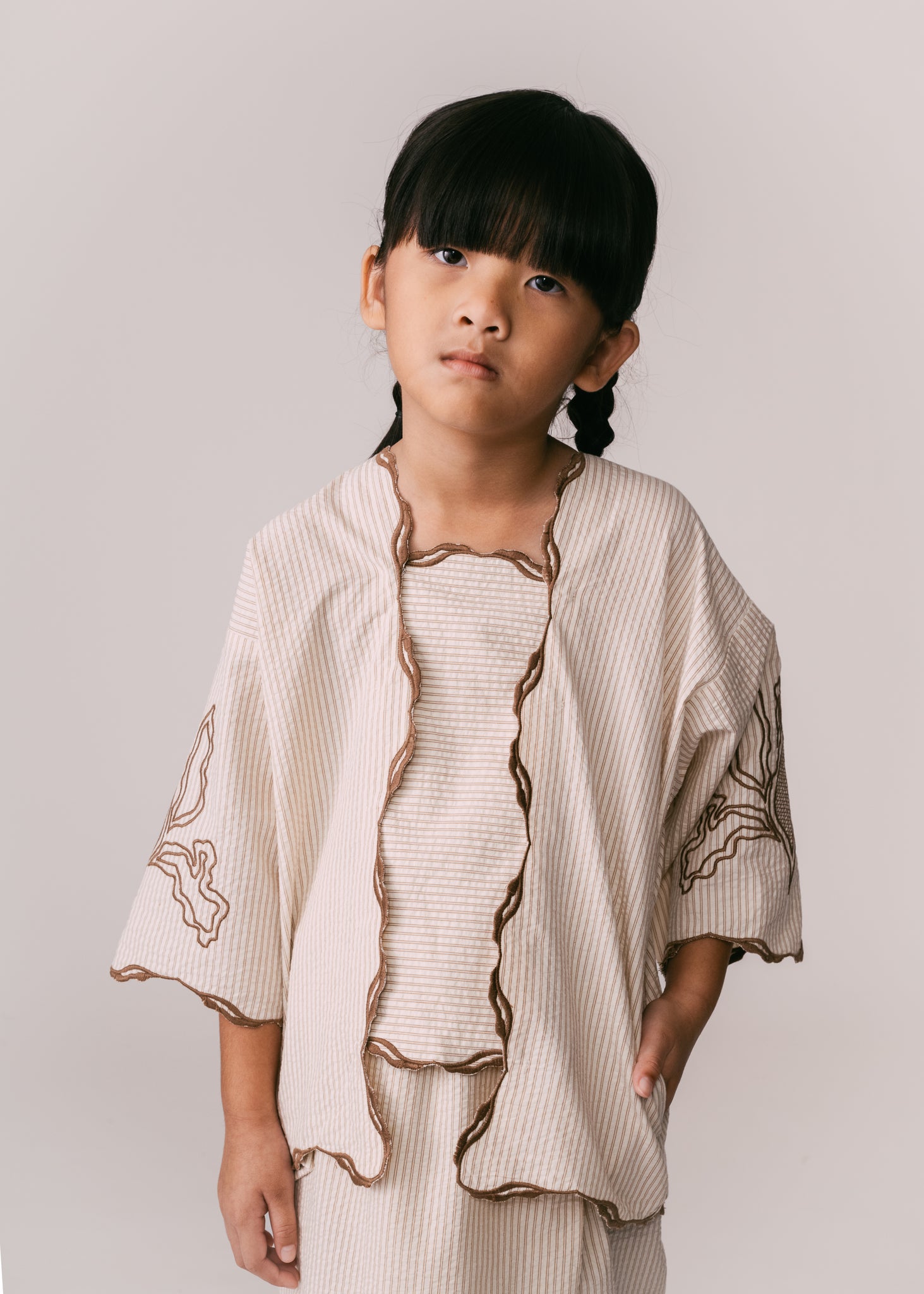 Kids: Mekar Loose Kebaya (Brown Stripe)