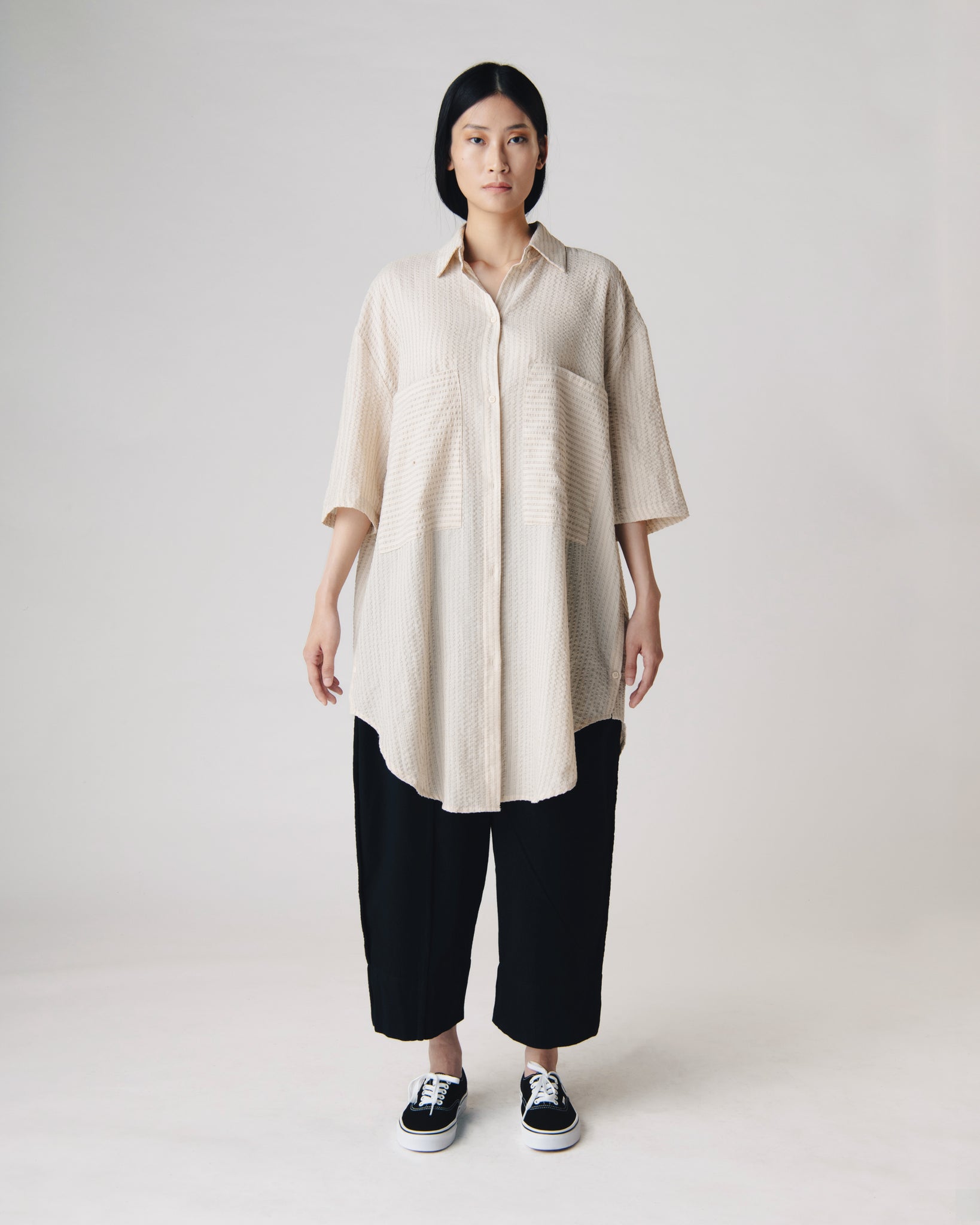 Unisex: The Shirt Dress (Brown Stripe)
