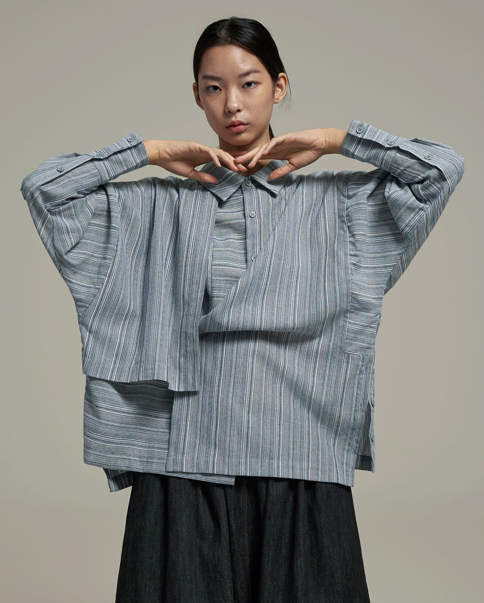 Unisex: The Asymmetrical Shirt (Stripe Blue) – ANAABU.CO