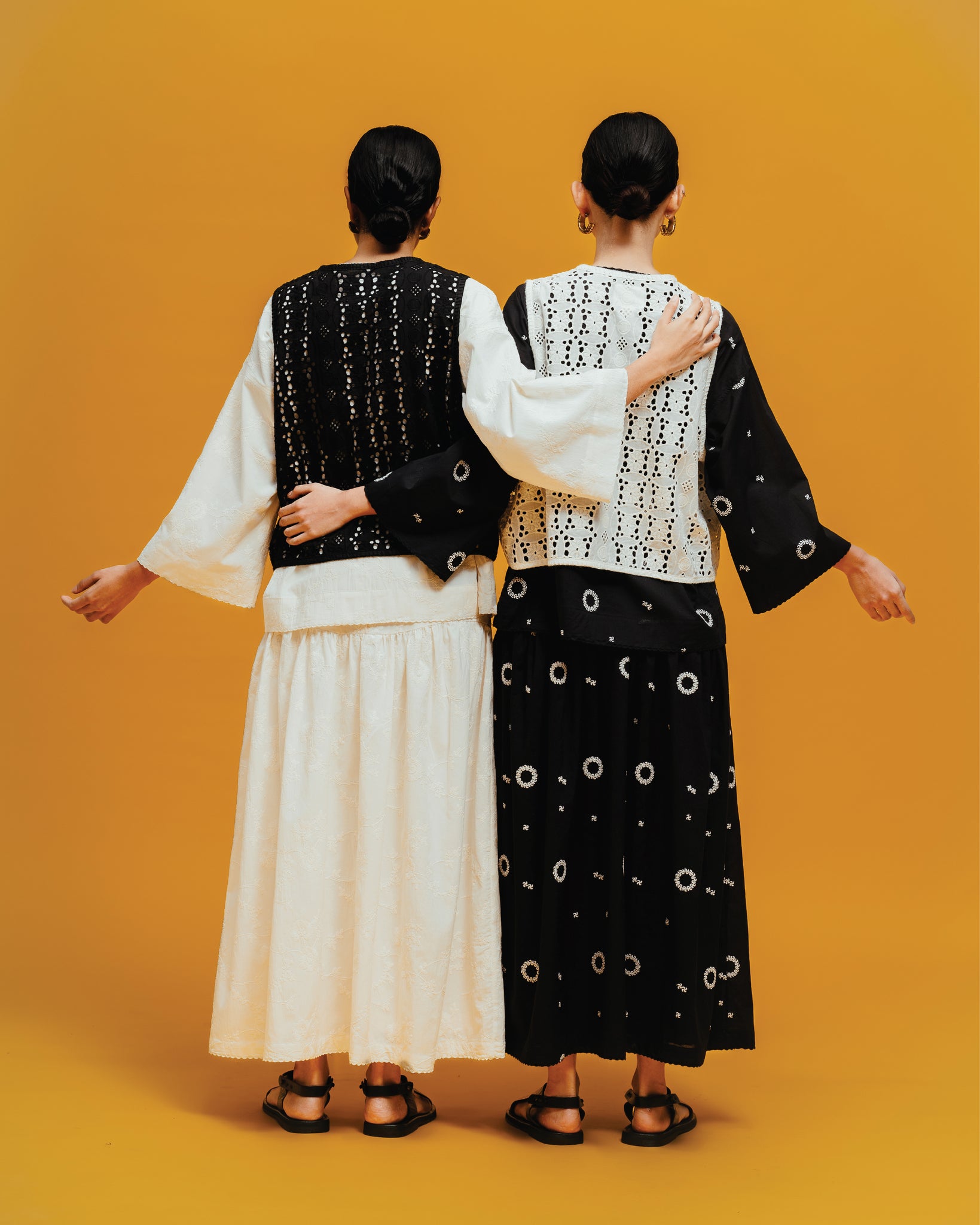 Women: Suria Gathered Skirt (White Embroidered)
