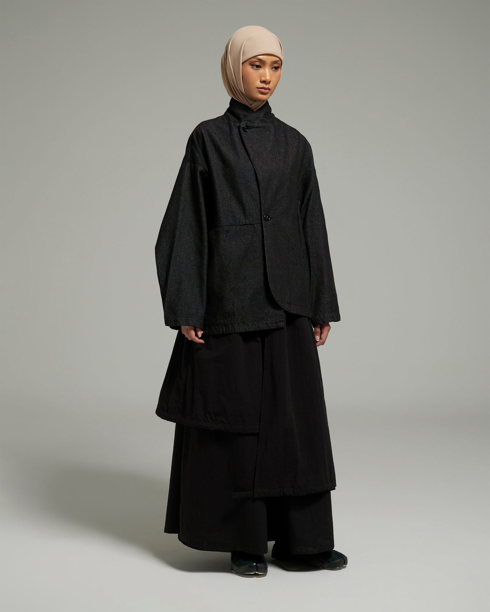 Unisex: The Asymmetrical Jacket (Black Denim) – ANAABU.CO