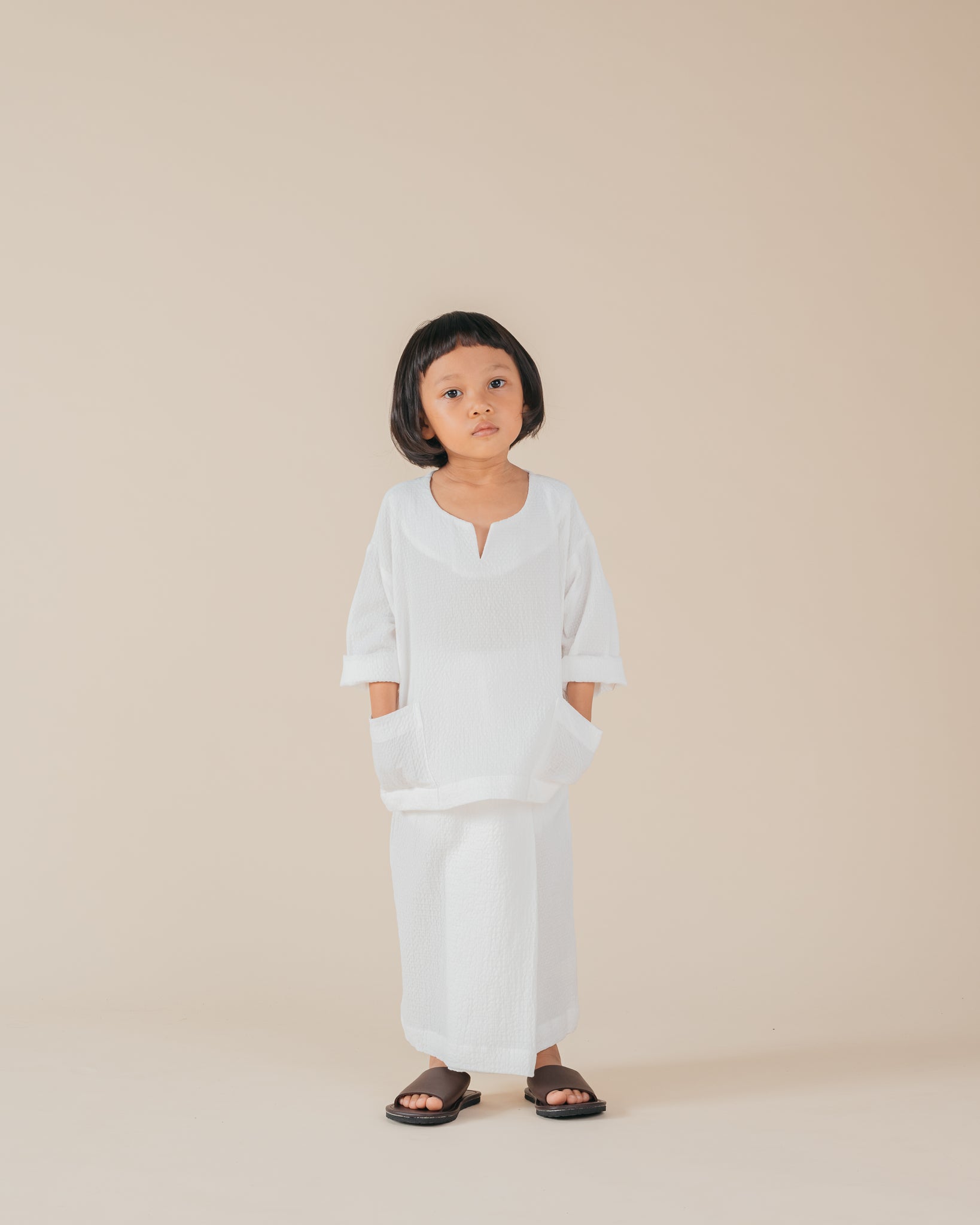 Kids: Sua Kurung Set (White)