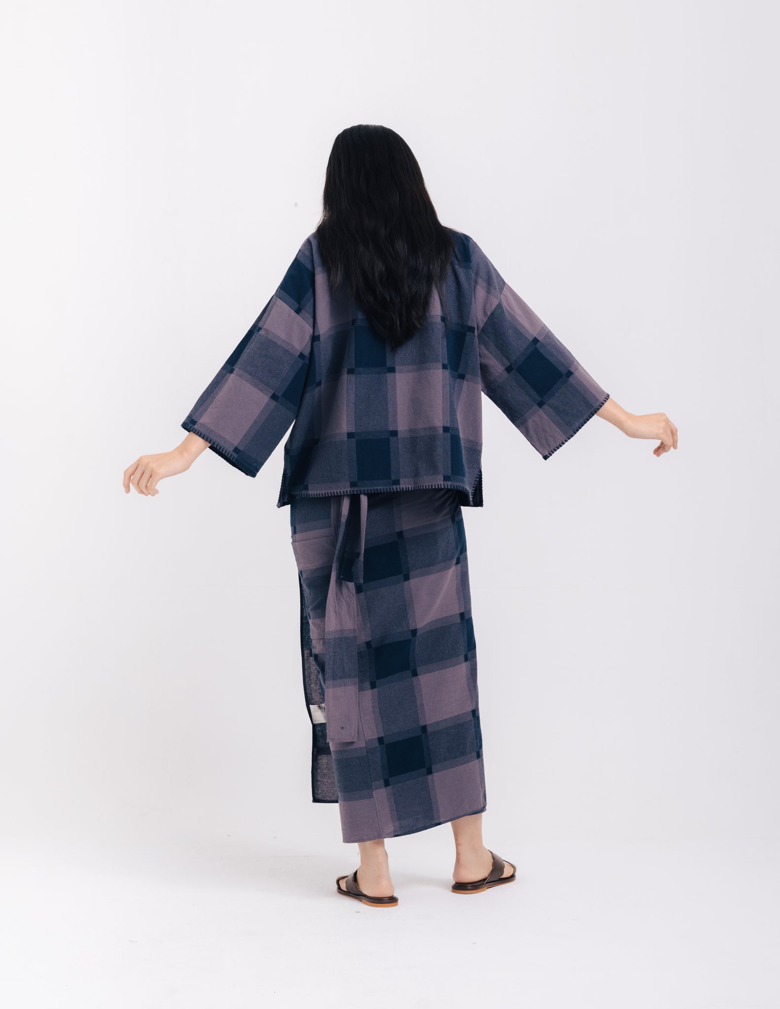 Women: Junjong Kurung Kedah (Plaid Blue)