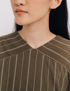 Women: Bumi Panel Top (Striped Olive)