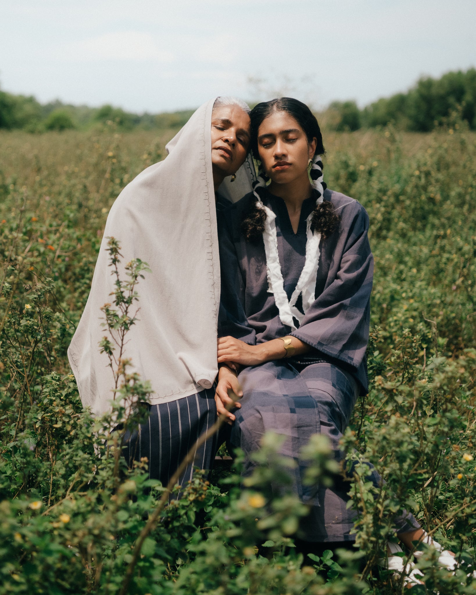 Women: Junjong Kurung Kedah (Plaid Blue)